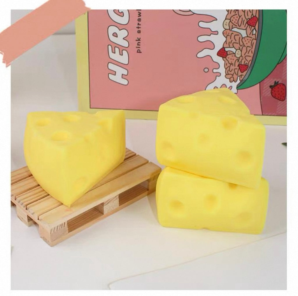 0007.【癒やしのむにむに】本物そっくり！チーズ型スクイーズ ストレス発散・リラックスに最適