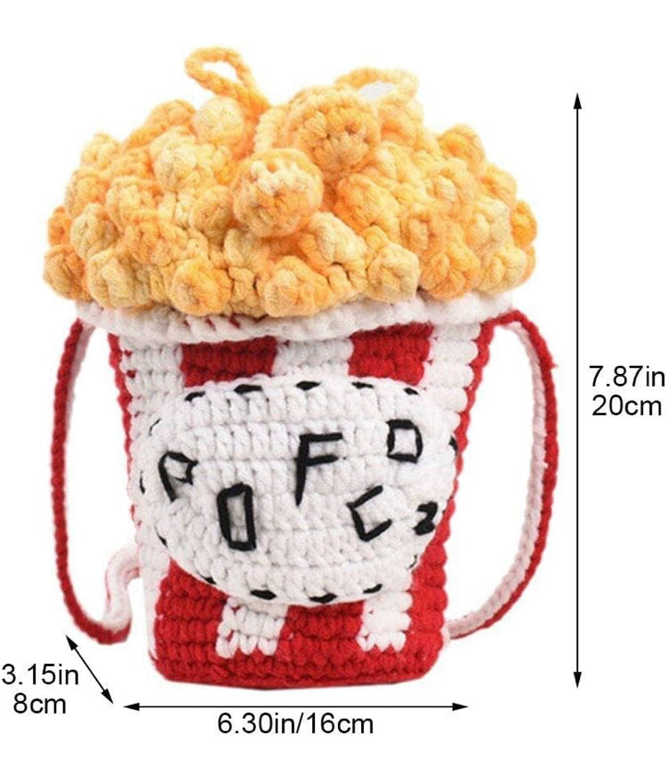 CP0003.Handmade Popcorn Stitch Crochet Bag, Knitted Crossbody Shoulder Purse for Women