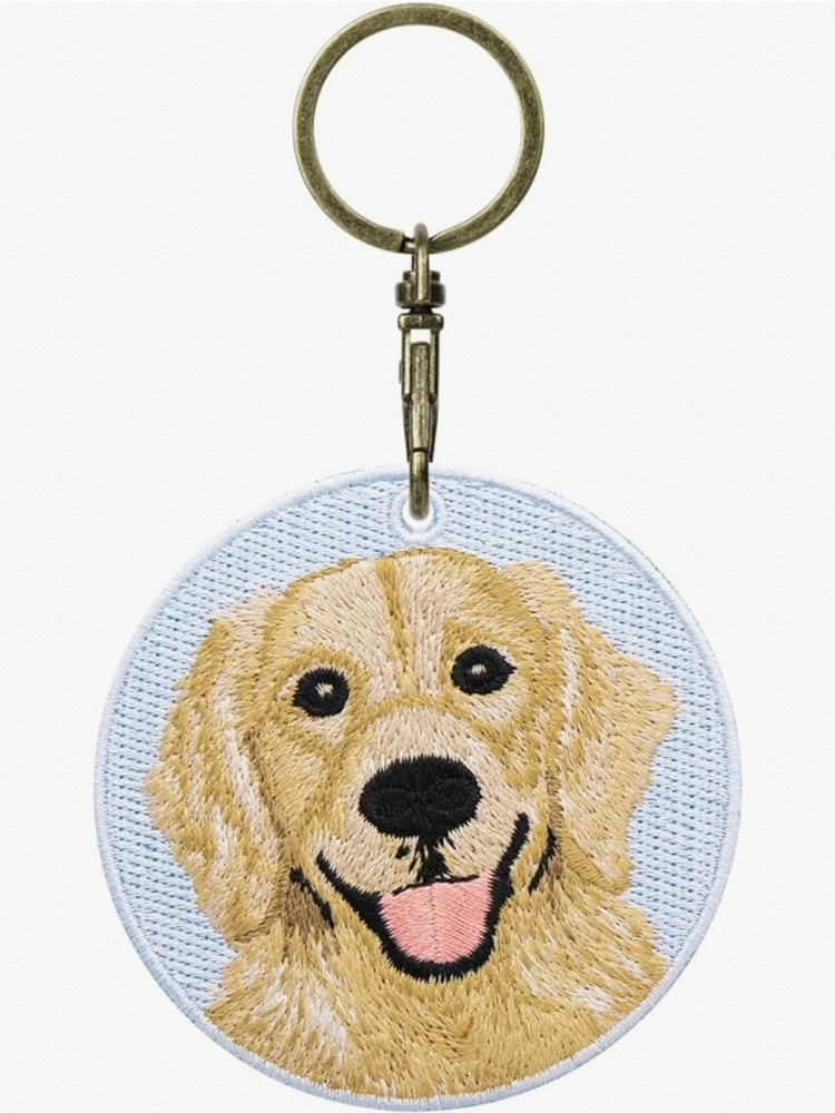 GJ0001.Double-Sided Embroidered Keychain – Cute Backpack Charm Pendant, Pet-Themed Creative Gift