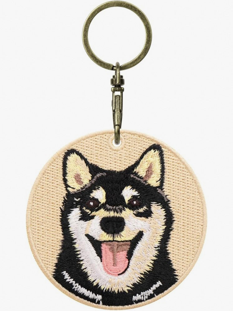 GJ0001.Double-Sided Embroidered Keychain – Cute Backpack Charm Pendant, Pet-Themed Creative Gift
