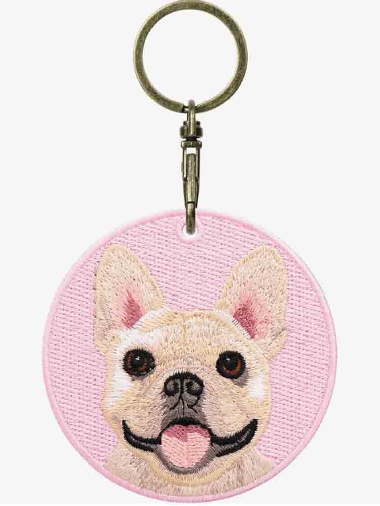 GJ0001.Double-Sided Embroidered Keychain – Cute Backpack Charm Pendant, Pet-Themed Creative Gift