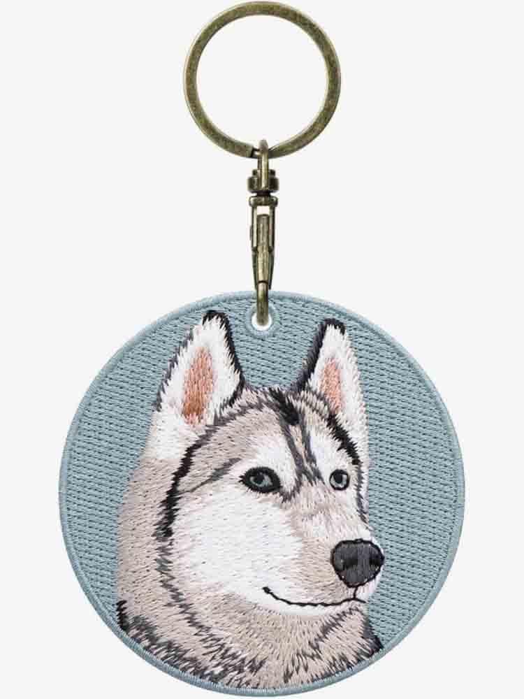 GJ0001.Double-Sided Embroidered Keychain – Cute Backpack Charm Pendant, Pet-Themed Creative Gift