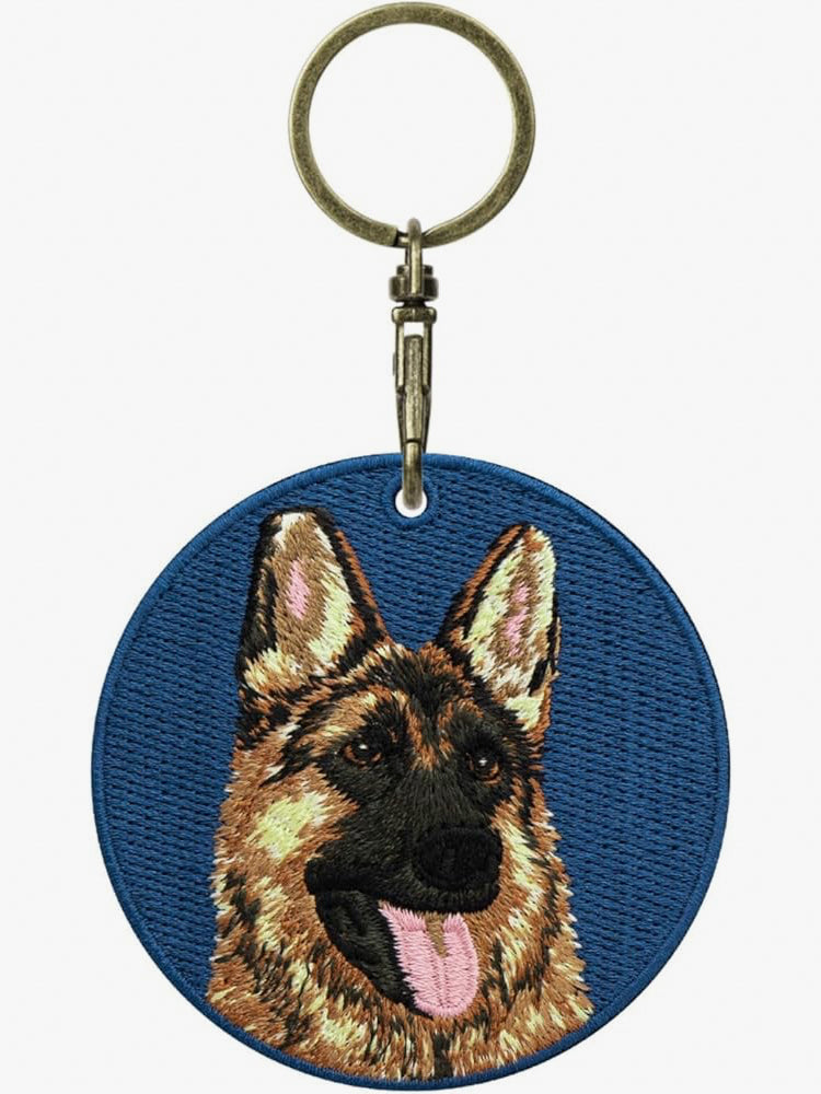GJ0001.Double-Sided Embroidered Keychain – Cute Backpack Charm Pendant, Pet-Themed Creative Gift