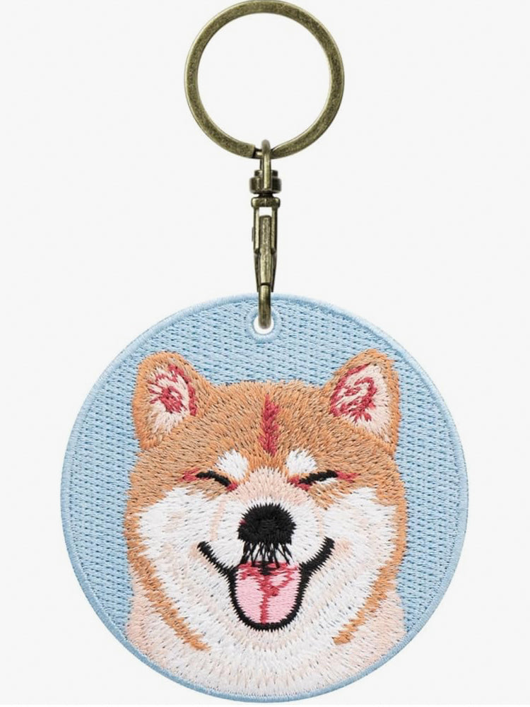 GJ0001.Double-Sided Embroidered Keychain – Cute Backpack Charm Pendant, Pet-Themed Creative Gift