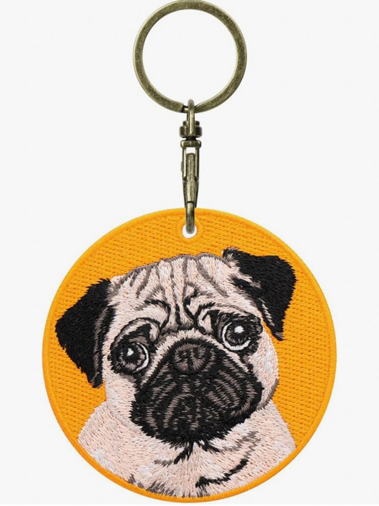 GJ0001.Double-Sided Embroidered Keychain – Cute Backpack Charm Pendant, Pet-Themed Creative Gift