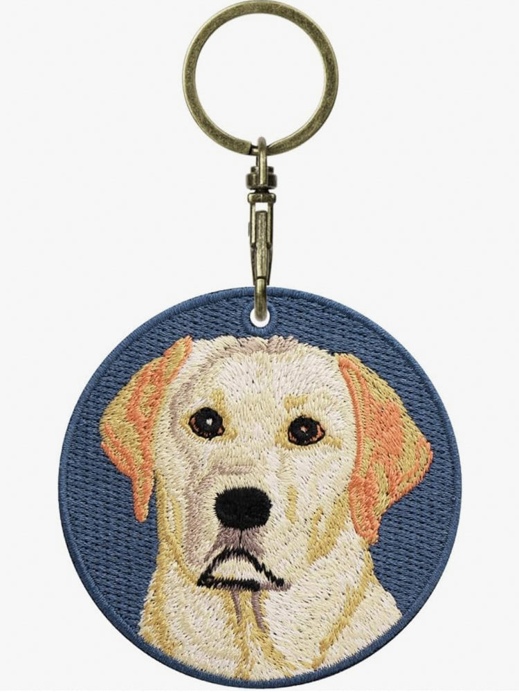 GJ0001.Double-Sided Embroidered Keychain – Cute Backpack Charm Pendant, Pet-Themed Creative Gift