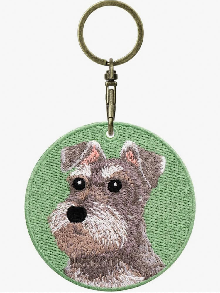 GJ0001.Double-Sided Embroidered Keychain – Cute Backpack Charm Pendant, Pet-Themed Creative Gift