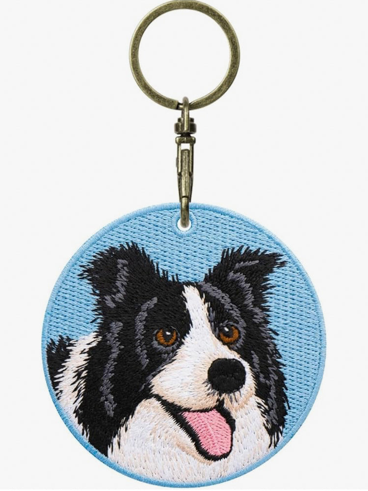 GJ0001.Double-Sided Embroidered Keychain – Cute Backpack Charm Pendant, Pet-Themed Creative Gift
