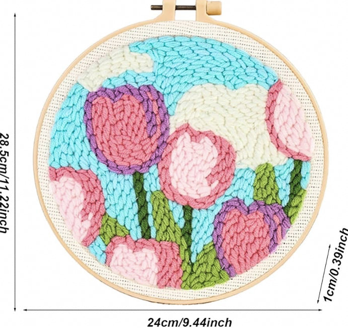 CLB0010.Chunky Yarn Punch Needle DIY Kit – Cartoon Floral Collection for Beginners(unfinished item)