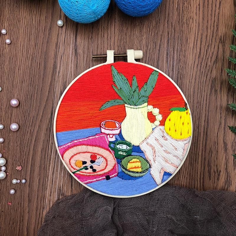 CLB0004. DIY Home Embroidery Craft Kit – Complete Hand Embroidery Materials(unfinished item)