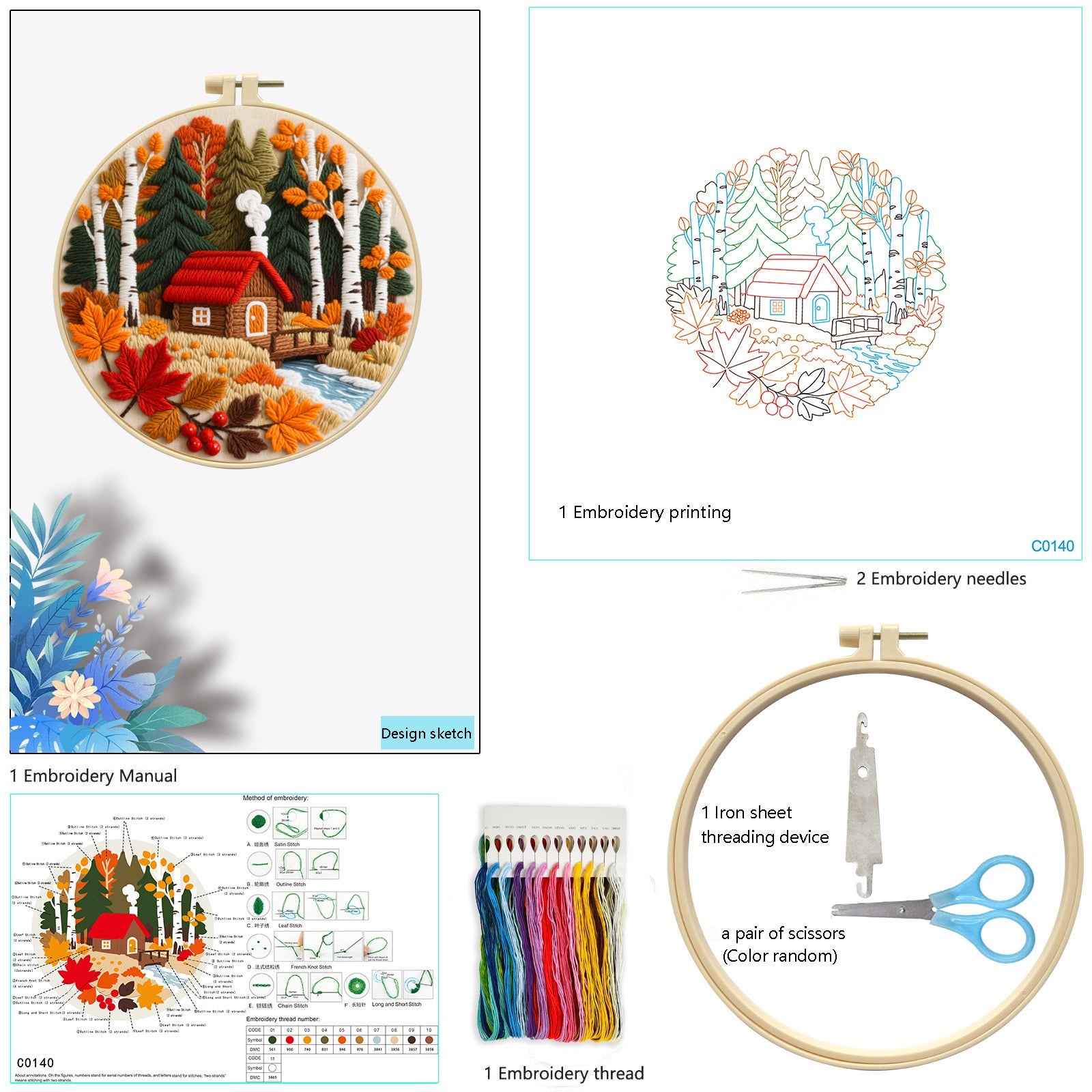 CLB0003.Autumn Series Embroidery DIY Kit(unfinished item)