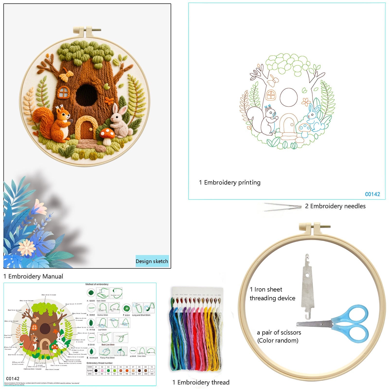 CLB0003.Autumn Series Embroidery DIY Kit(unfinished item)