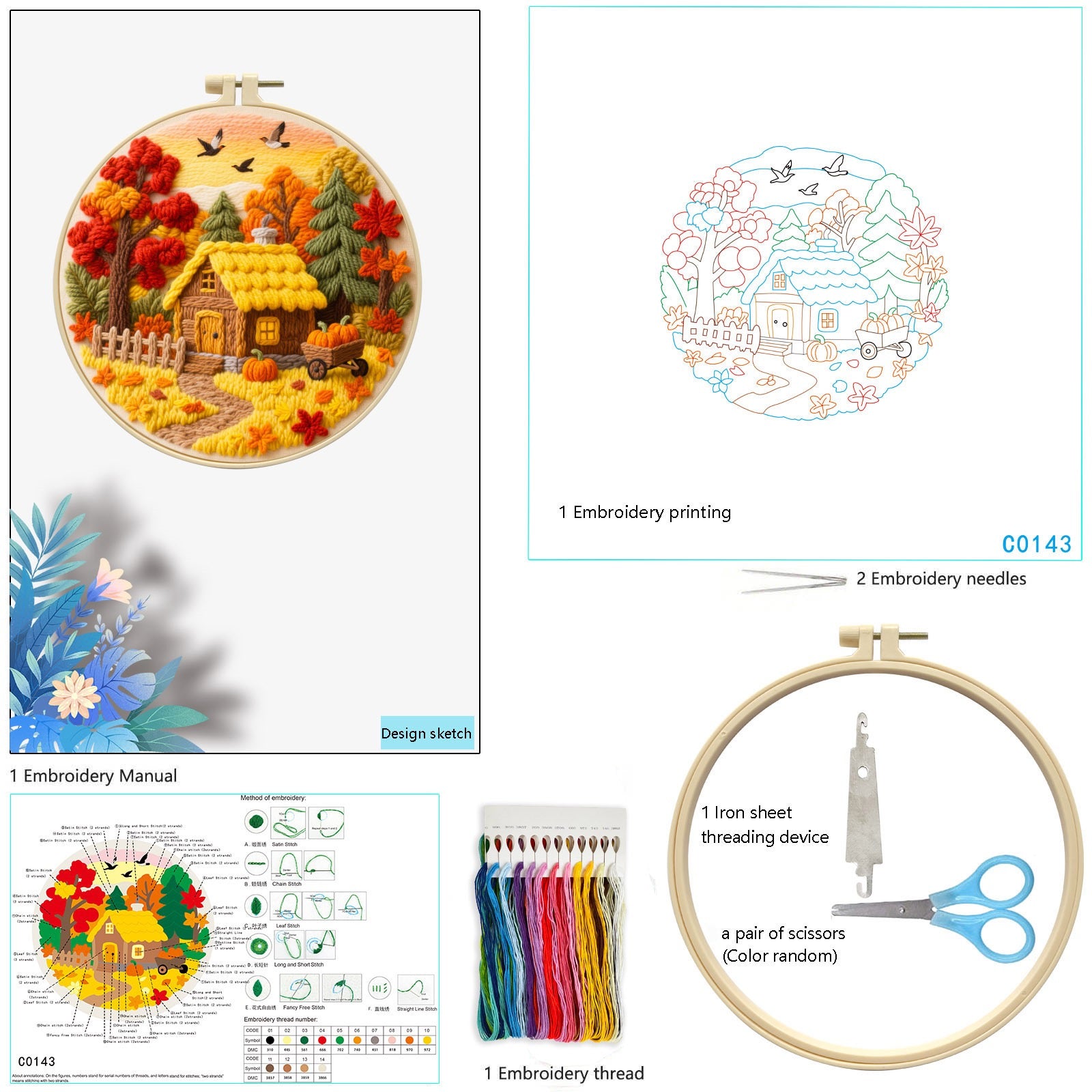 CLB0003.Autumn Series Embroidery DIY Kit(unfinished item)