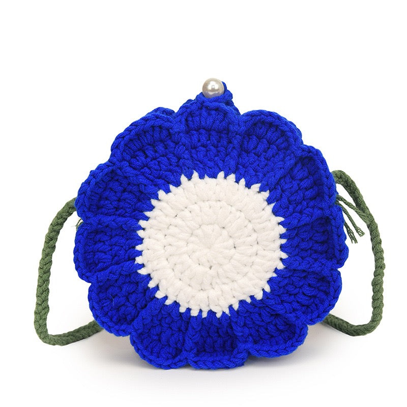 CP0001.Handcrafted Knitted Flower Mini Bag – Women’s Shoulder & Crossbody Purse