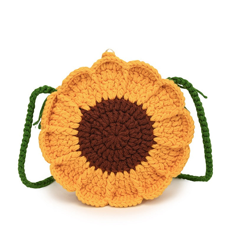 CP0001.Handcrafted Knitted Flower Mini Bag – Women’s Shoulder & Crossbody Purse
