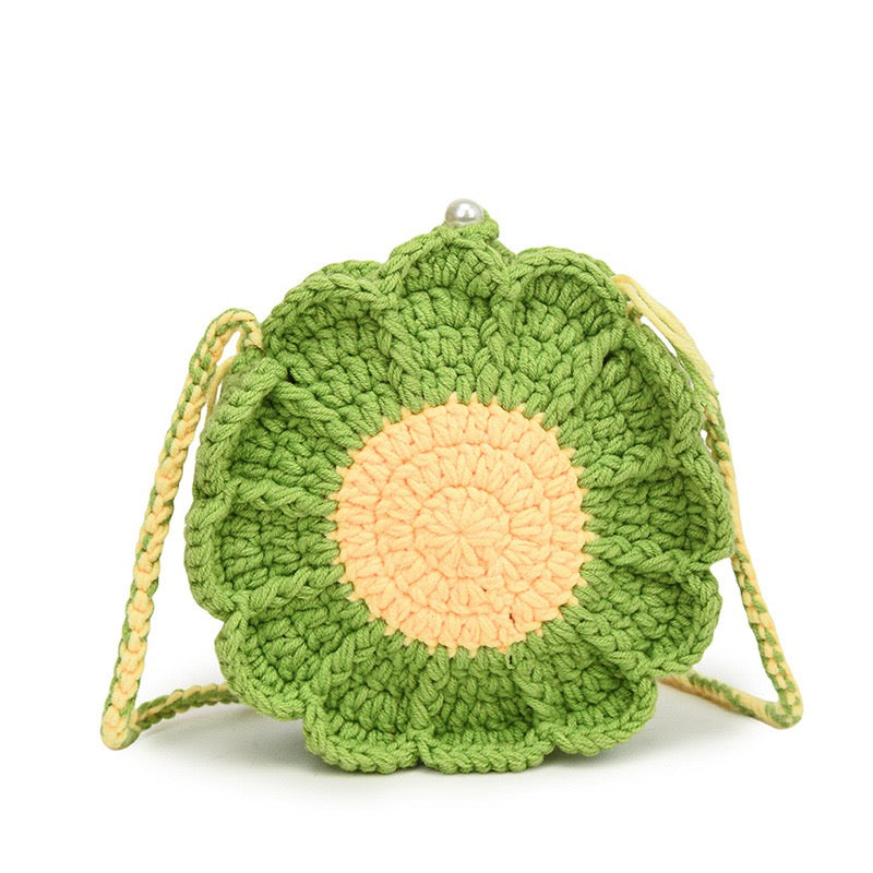 CP0001.Handcrafted Knitted Flower Mini Bag – Women’s Shoulder & Crossbody Purse