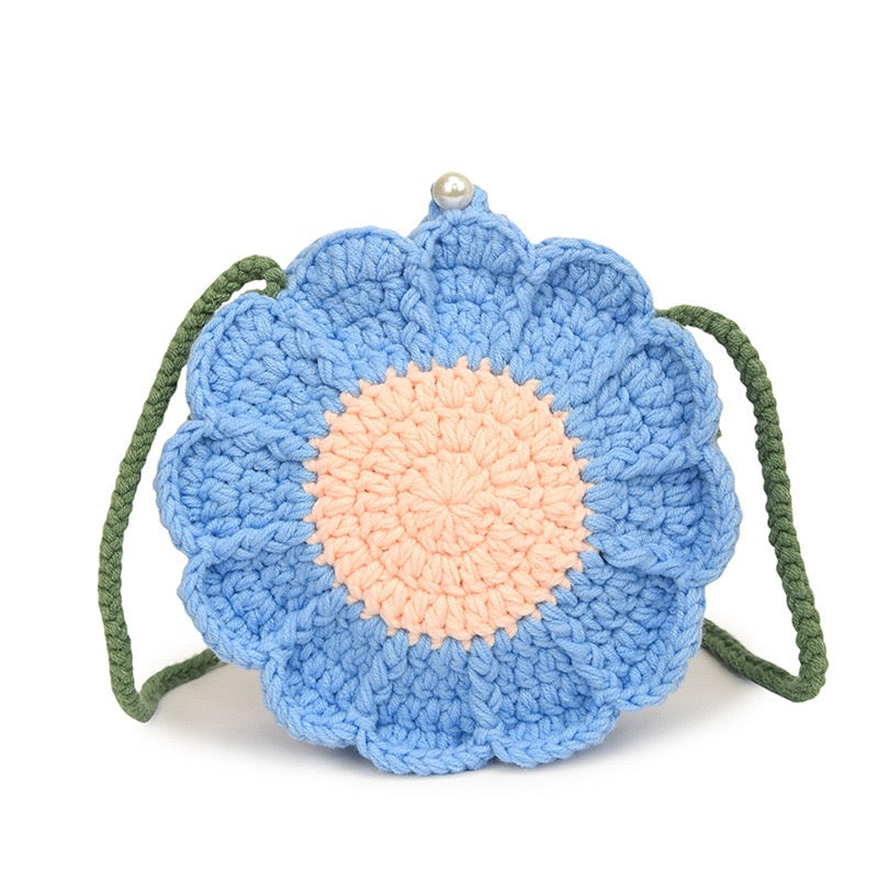 CP0001.Handcrafted Knitted Flower Mini Bag – Women’s Shoulder & Crossbody Purse