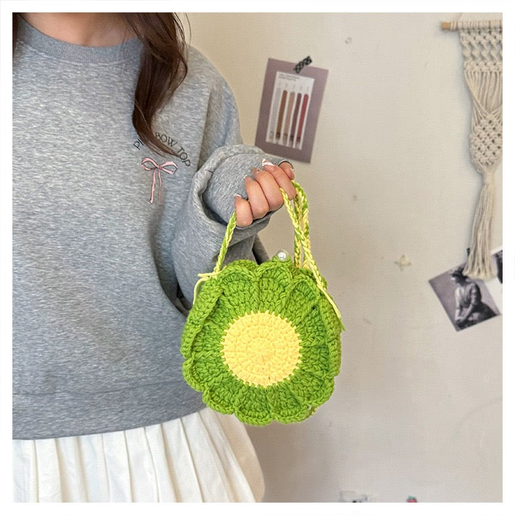 CP0001.Handcrafted Knitted Flower Mini Bag – Women’s Shoulder & Crossbody Purse