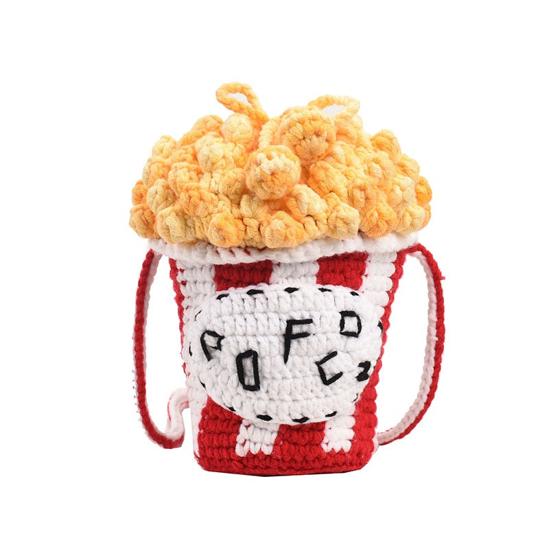 CP0003.Handmade Popcorn Stitch Crochet Bag, Knitted Crossbody Shoulder Purse for Women