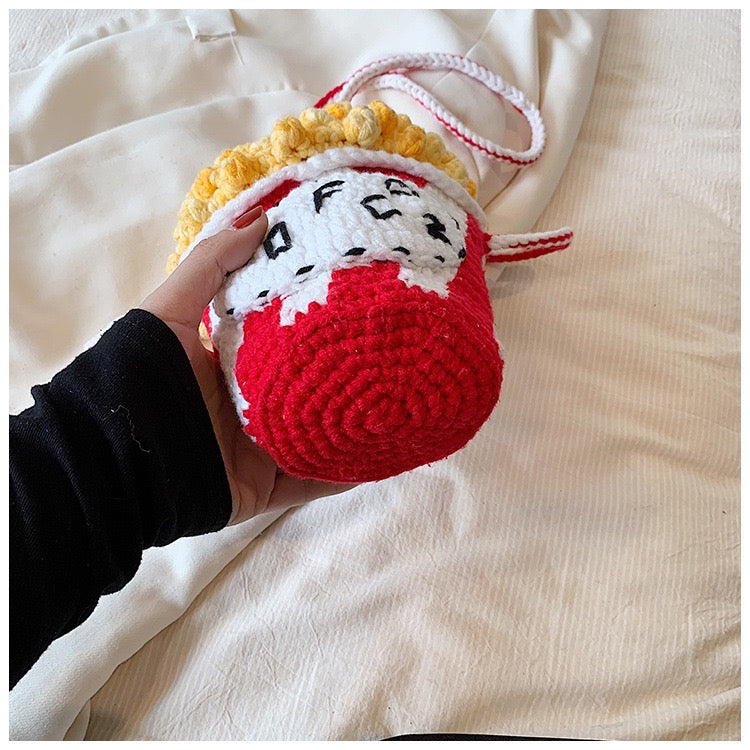 CP0003.Handmade Popcorn Stitch Crochet Bag, Knitted Crossbody Shoulder Purse for Women