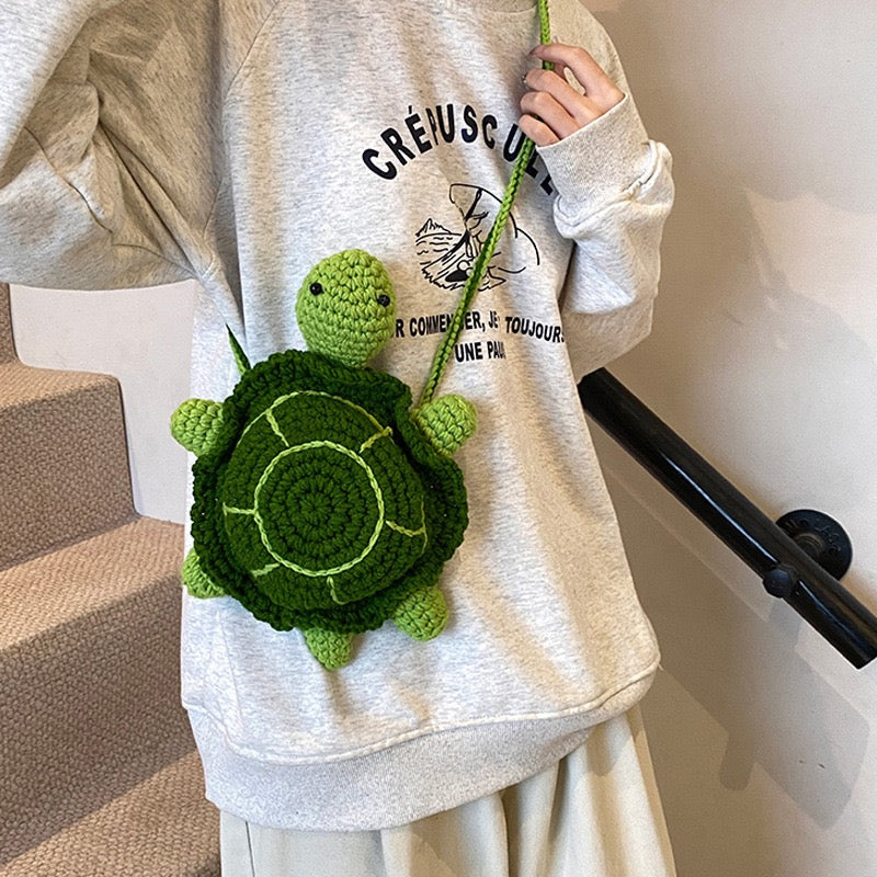CP0006.Crochet Turtle Crossbody Bag – Cute Handmade Animal Purse