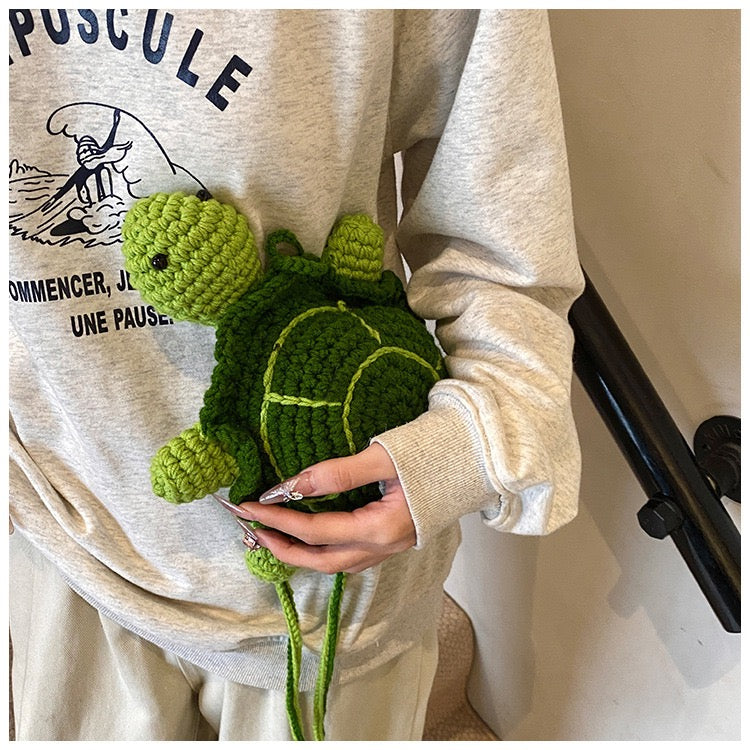 CP0006.Crochet Turtle Crossbody Bag – Cute Handmade Animal Purse