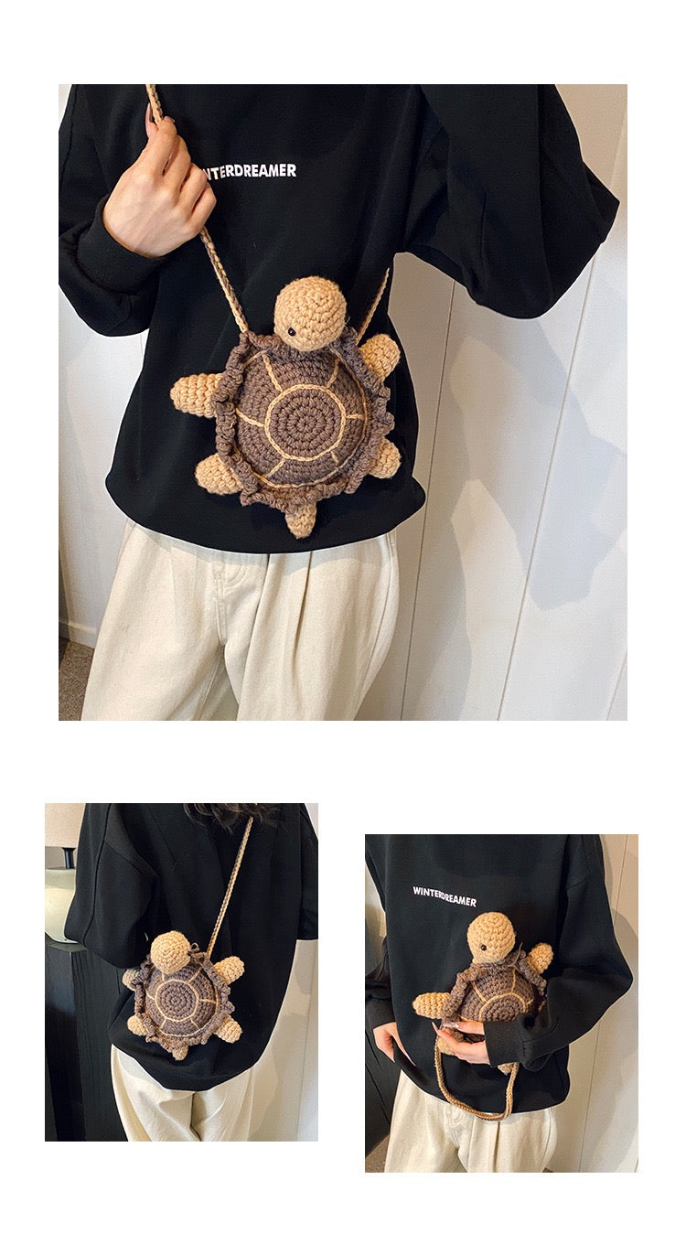 CP0006.Crochet Turtle Crossbody Bag – Cute Handmade Animal Purse