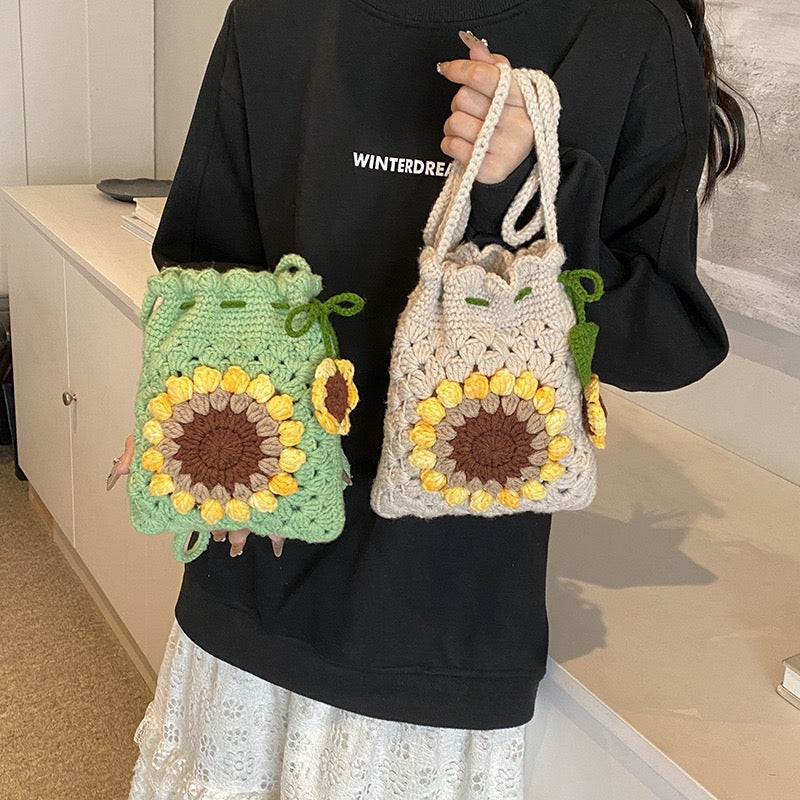 CP0007.Crochet Sunflower Crossbody Bag – Handmade Floral Shoulder Purse