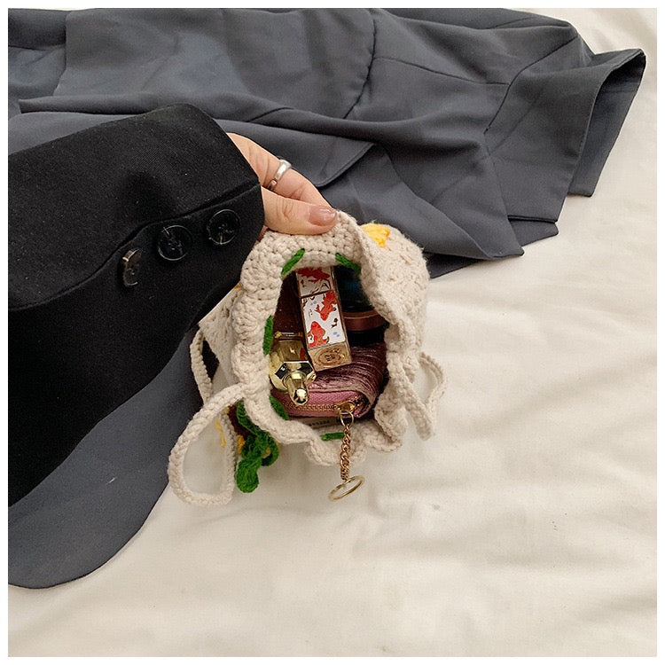 CP0007.Crochet Sunflower Crossbody Bag – Handmade Floral Shoulder Purse