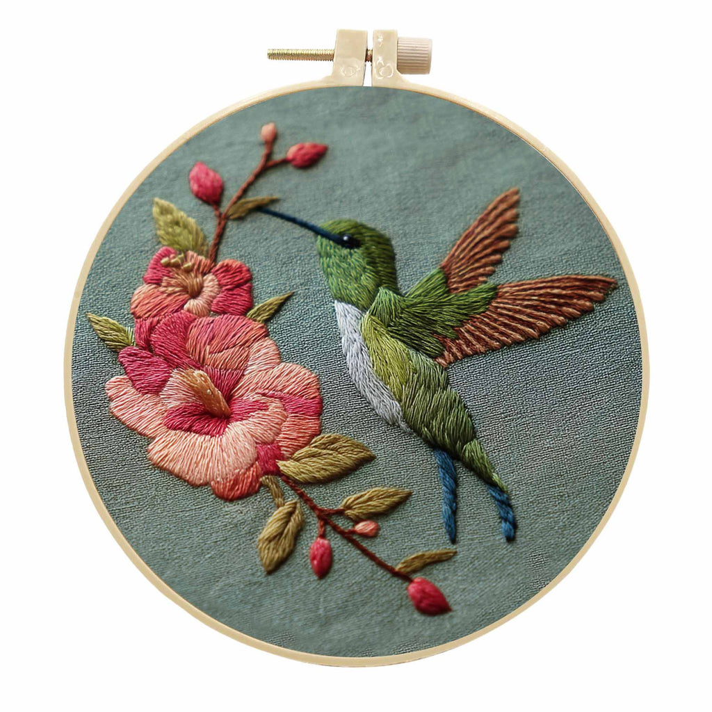 CLB0007.Bird Hand Embroidery DIY Kit – 3D Floral Stitch Craft Set(unfinished item)