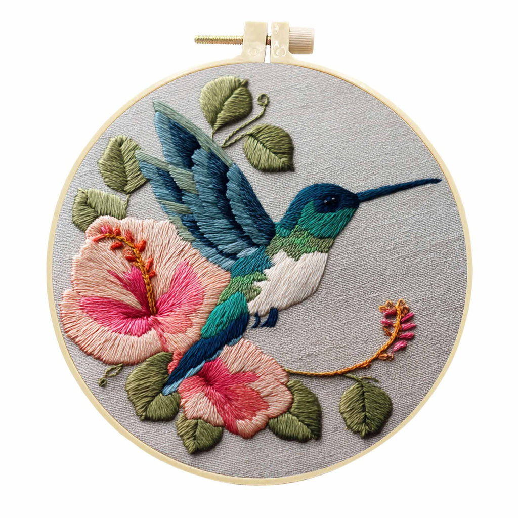 CLB0007.Bird Hand Embroidery DIY Kit – 3D Floral Stitch Craft Set(unfinished item)