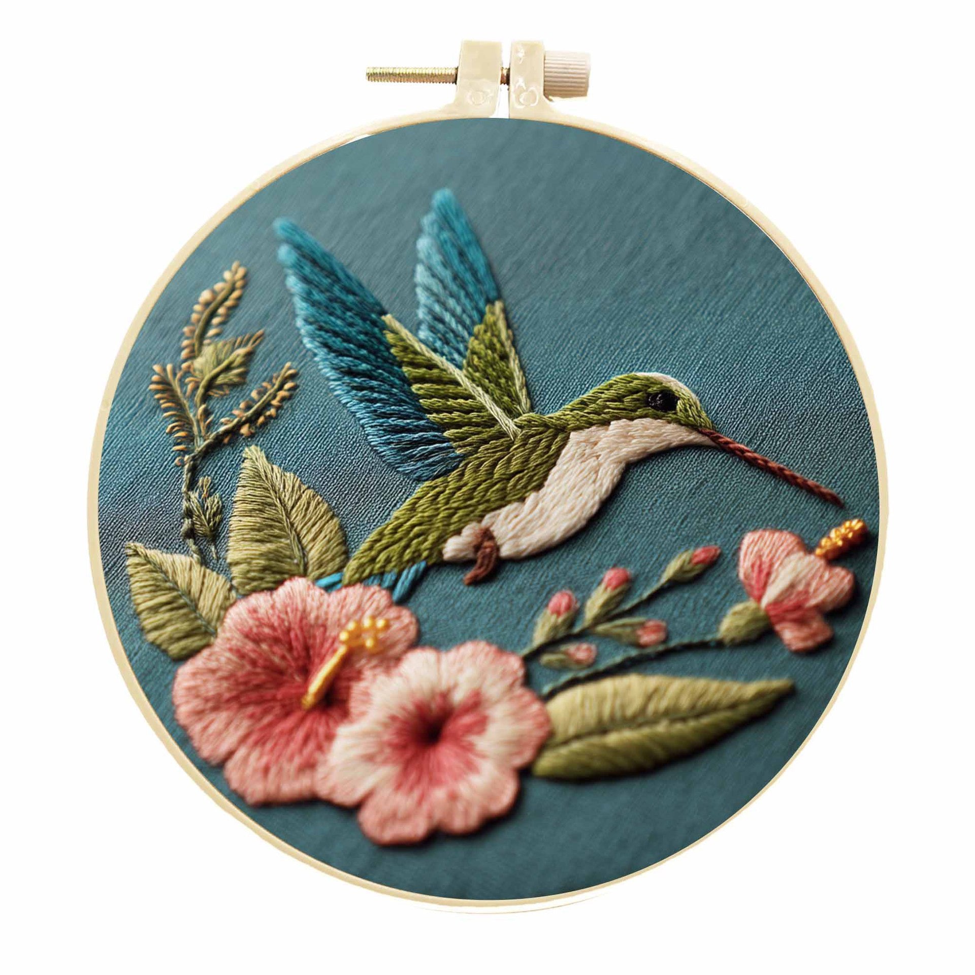 CLB0007.Bird Hand Embroidery DIY Kit – 3D Floral Stitch Craft Set(unfinished item)