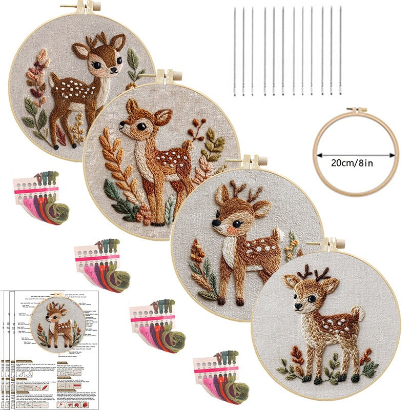 CLB0002.Cute Deer Embroidery DIY Kit – Handmade Fabric Craft Set, Perfect Gift for Craft Lovers(unfinished item)
