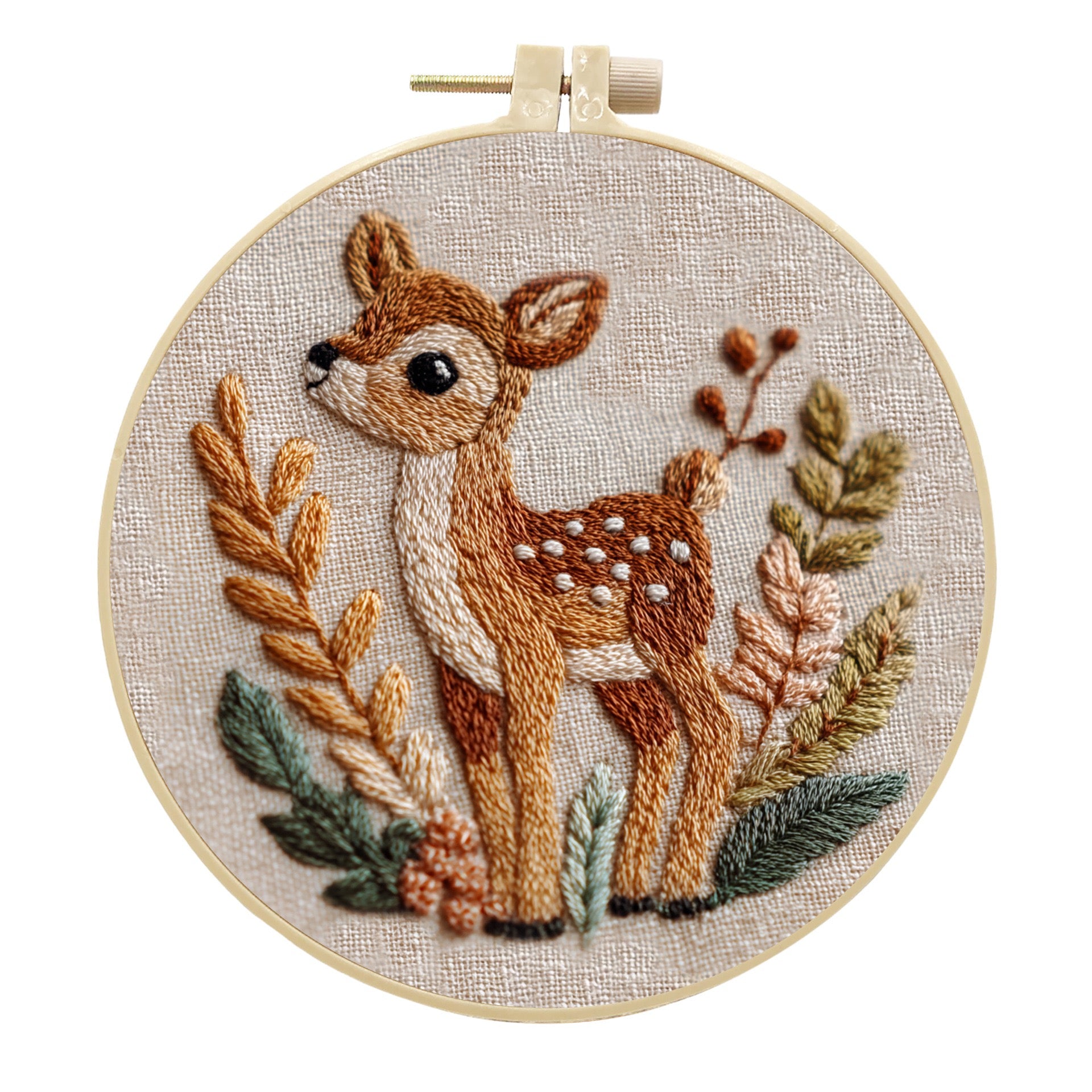 CLB0002.Cute Deer Embroidery DIY Kit – Handmade Fabric Craft Set, Perfect Gift for Craft Lovers(unfinished item)
