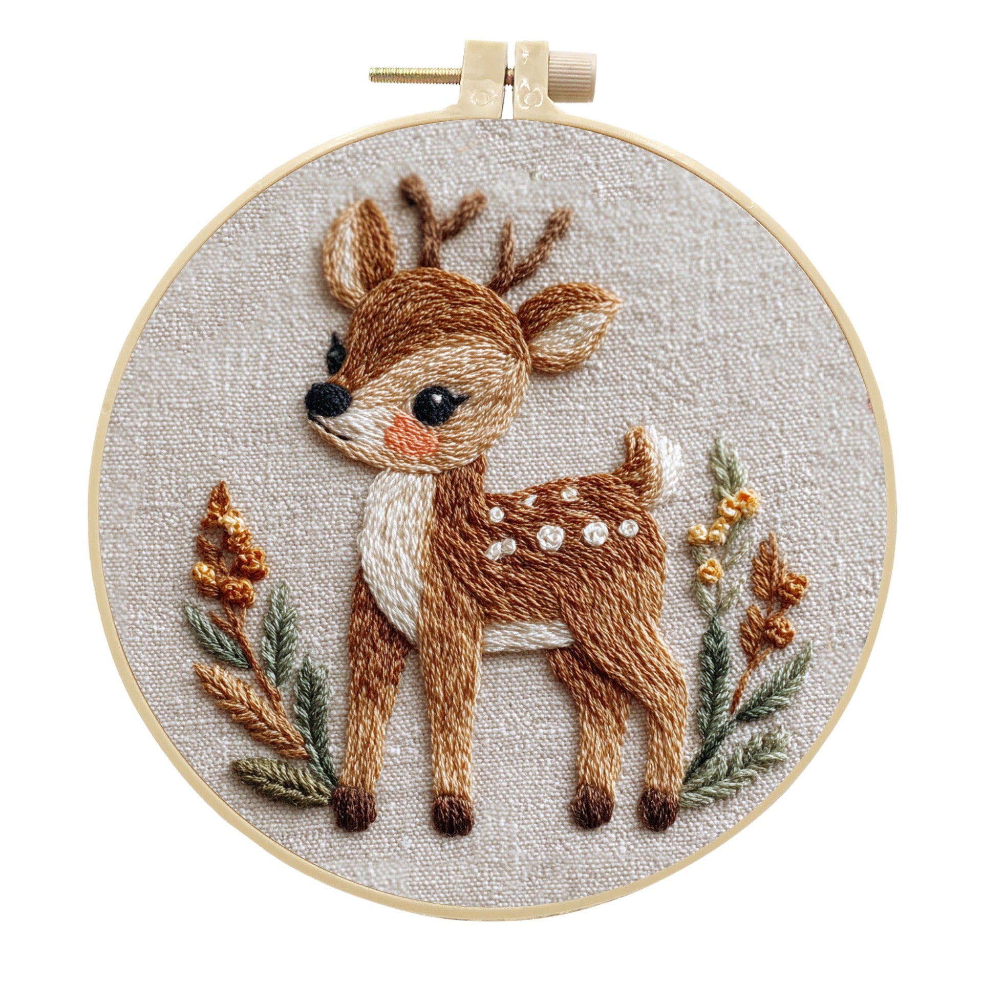 CLB0002.Cute Deer Embroidery DIY Kit – Handmade Fabric Craft Set, Perfect Gift for Craft Lovers(unfinished item)