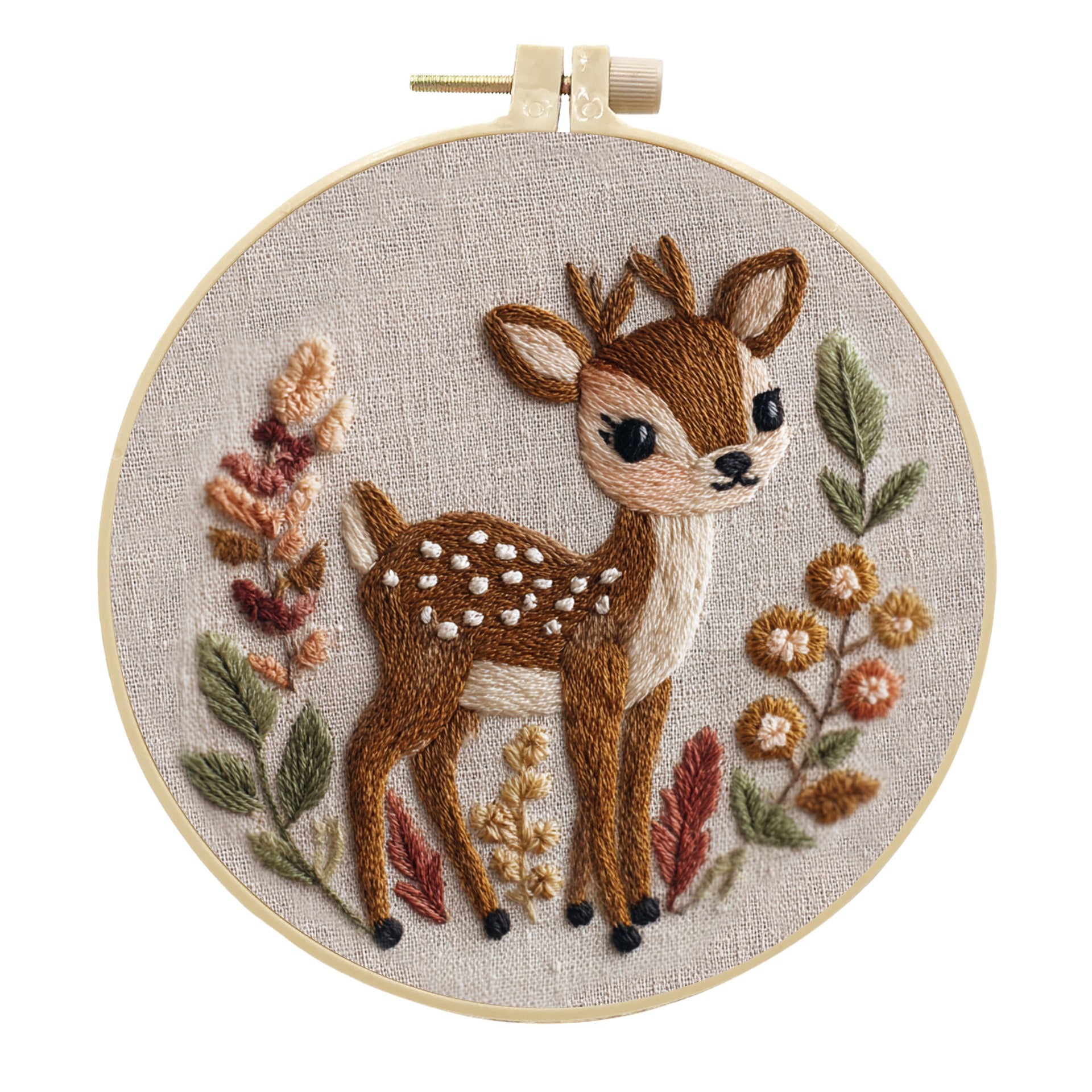 CLB0002.Cute Deer Embroidery DIY Kit – Handmade Fabric Craft Set, Perfect Gift for Craft Lovers(unfinished item)