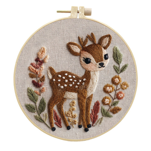 CLB0002.Cute Deer Embroidery DIY Kit – Handmade Fabric Craft Set, Perfect Gift for Craft Lovers(unfinished item)