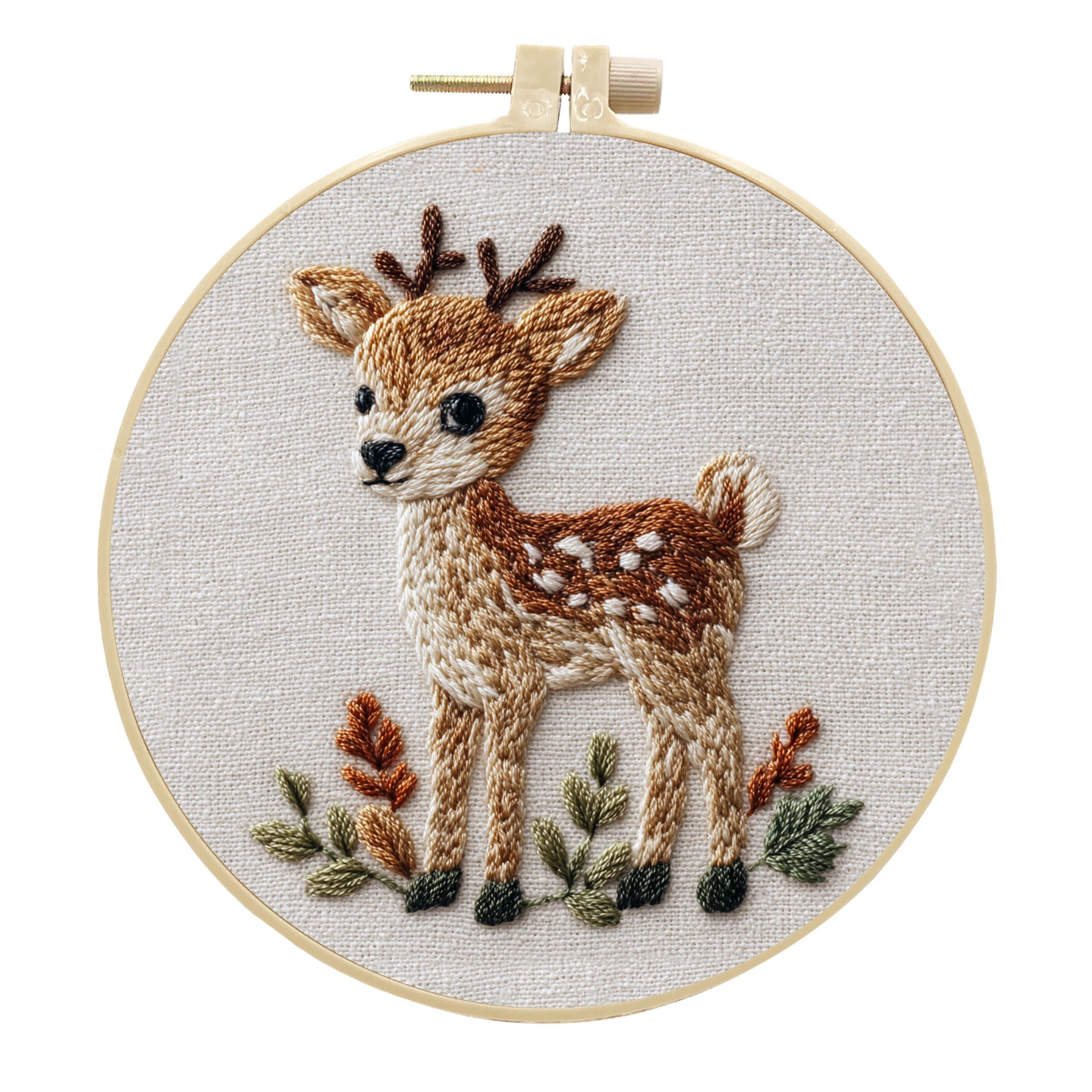 CLB0002.Cute Deer Embroidery DIY Kit – Handmade Fabric Craft Set, Perfect Gift for Craft Lovers(unfinished item)
