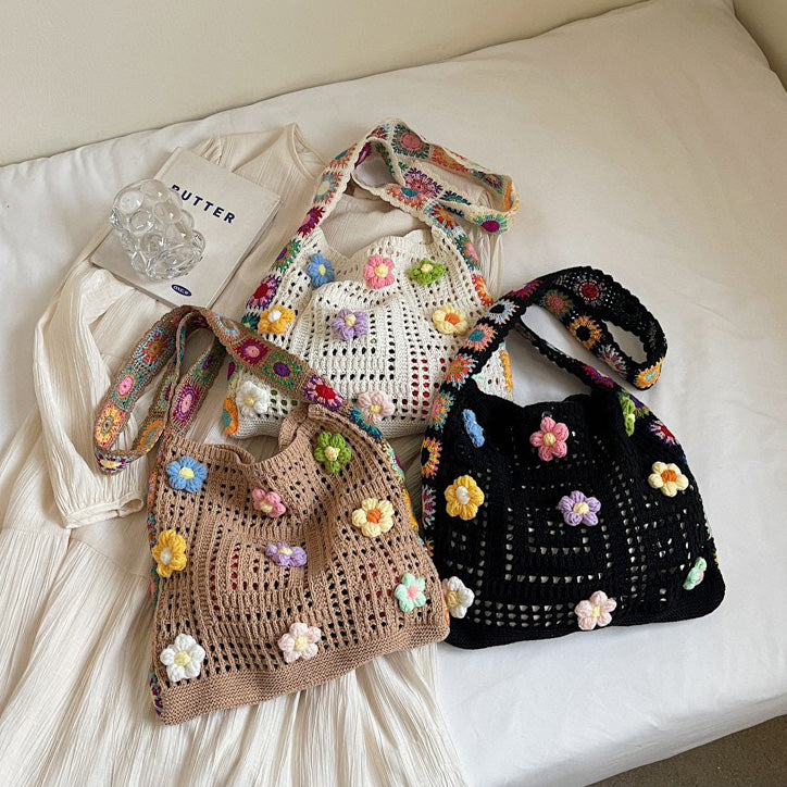 CP0008.Hollow Knit Shoulder Bag Large Capacity Crossbody Bag