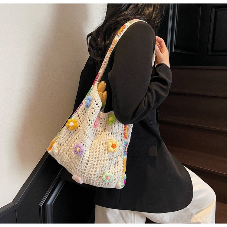 CP0008.Hollow Knit Shoulder Bag Large Capacity Crossbody Bag