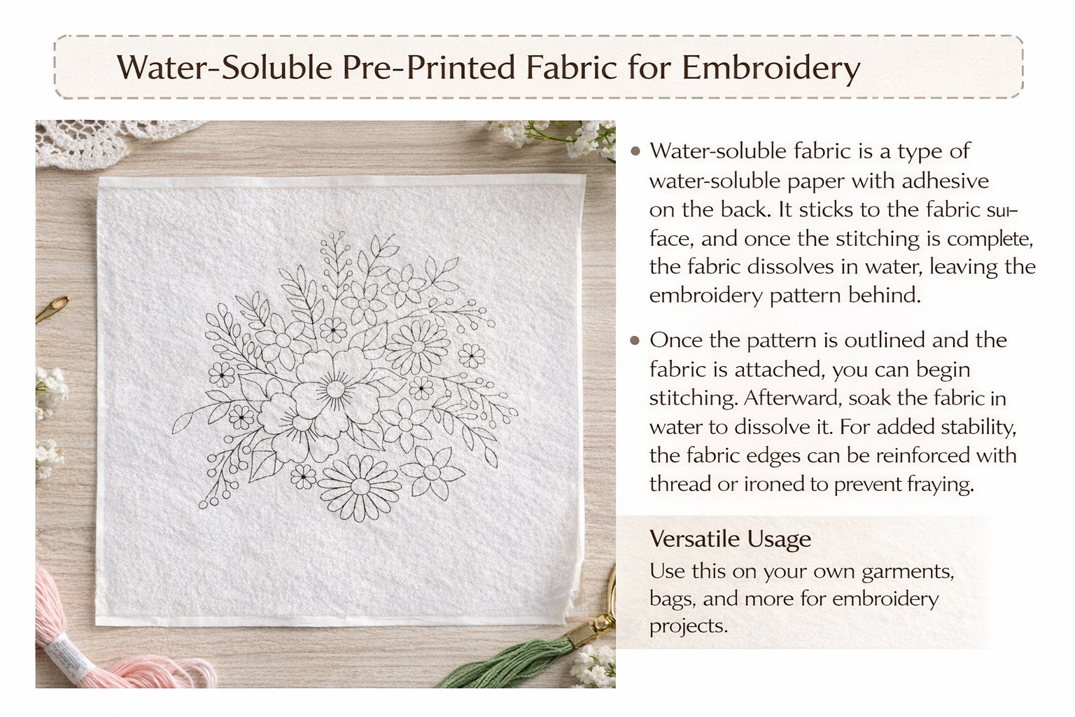 CLB0006.Autumn Floral DIY Embroidery Kit – Handmade Fabric Craft Set(unfinished item)