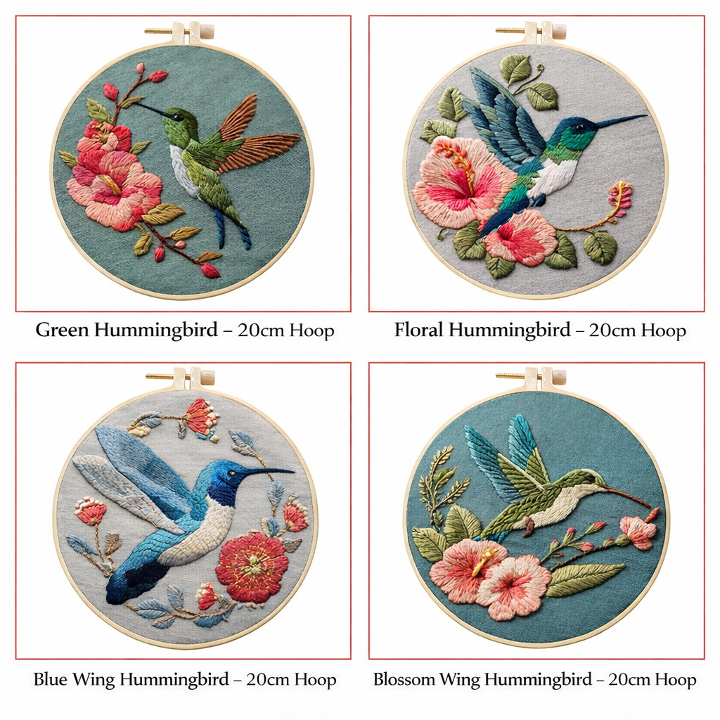 CLB0007.Bird Hand Embroidery DIY Kit – 3D Floral Stitch Craft Set(unfinished item)