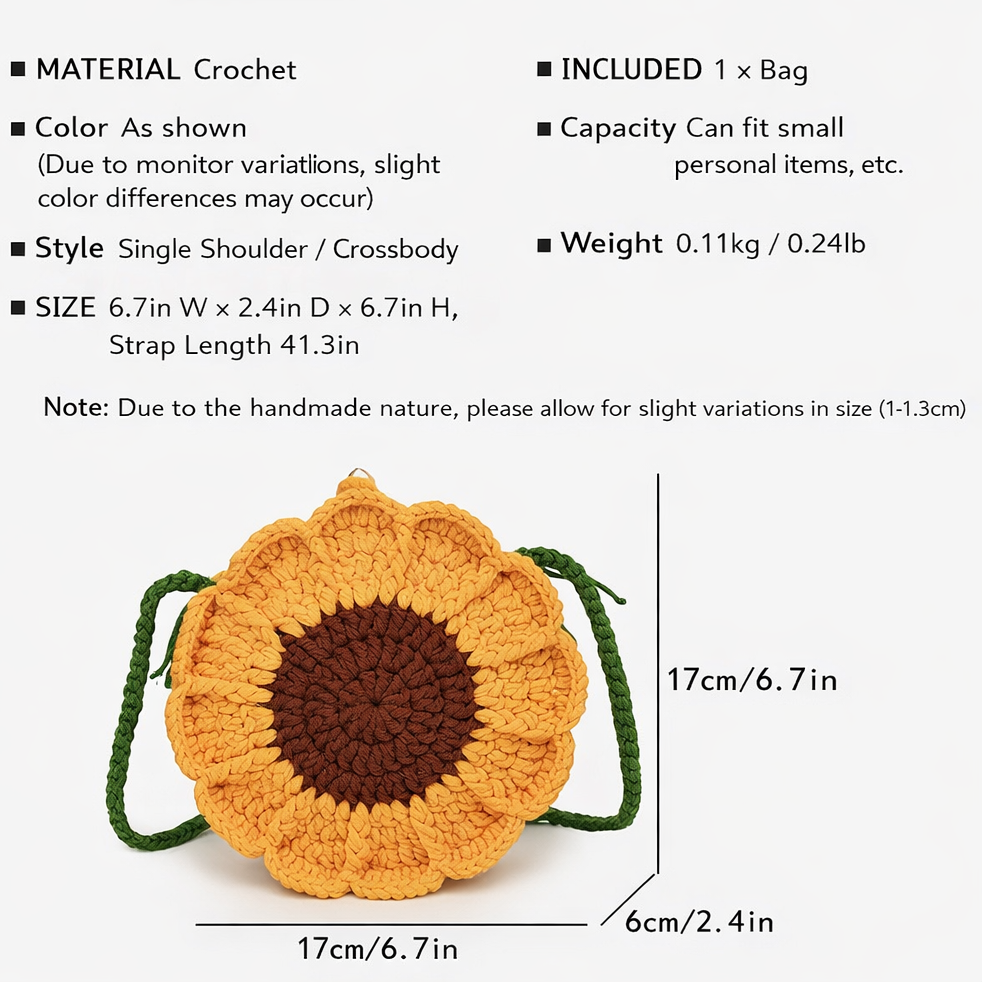 CP0001.Handcrafted Knitted Flower Mini Bag – Women’s Shoulder & Crossbody Purse