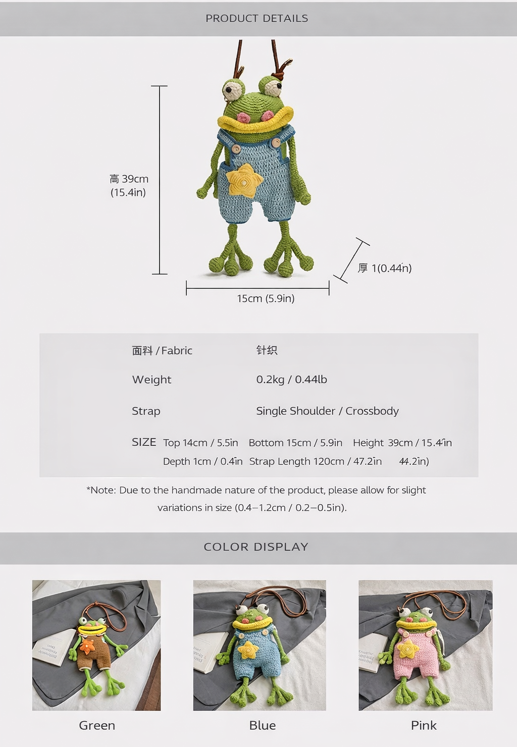 CP0002.Big Mouth Frog Crossbody Bag – Casual & Versatile