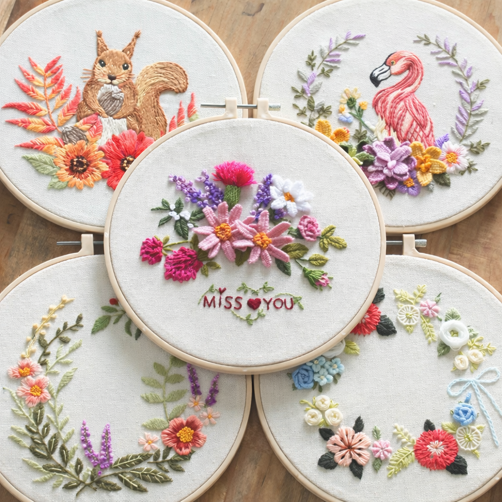 CLB0001. Embroidery DIY Kit – Pre-Printed Fabric Semi-Finished Craft Set(unfinished item)