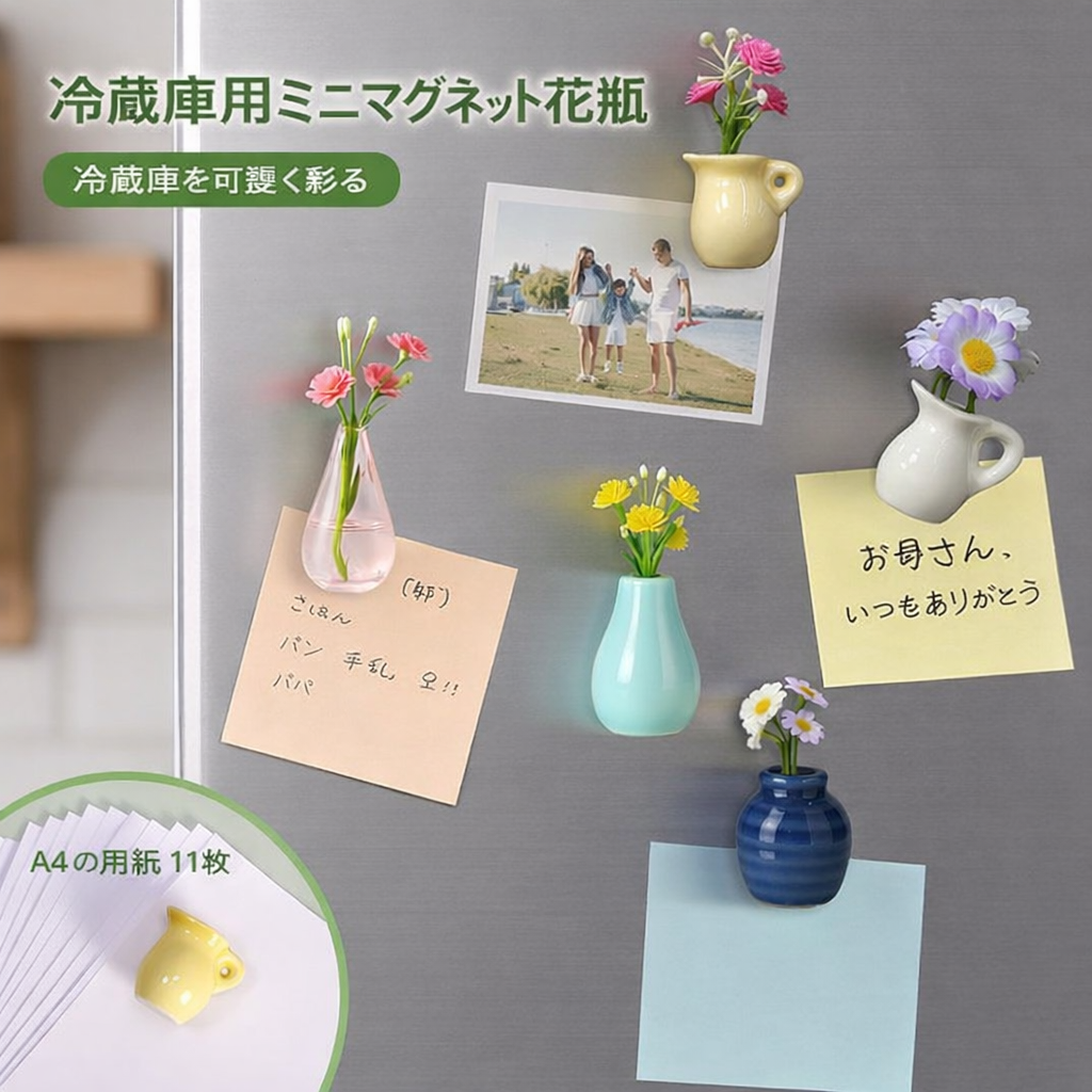 0001.冷蔵庫用ミニ花瓶マグネッ