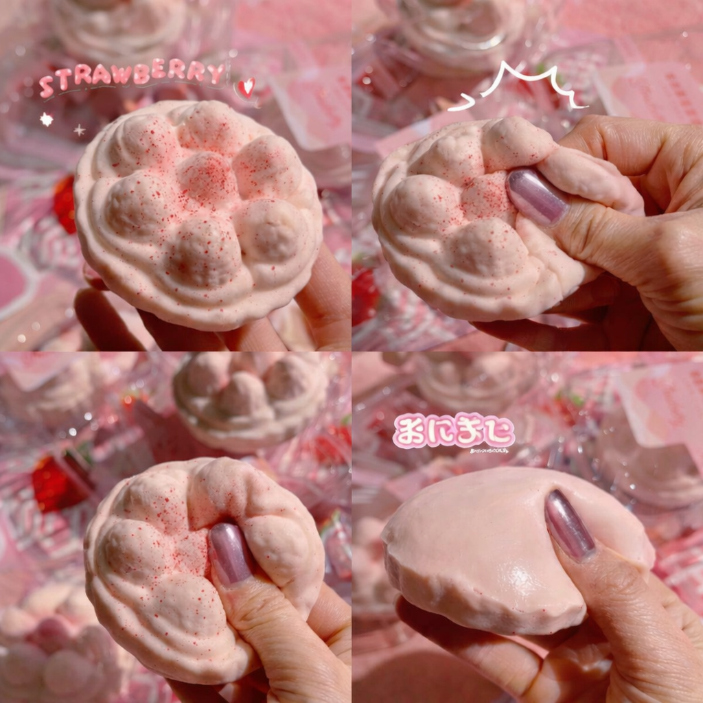 0006.ストレス解消おもちゃ しっとり柔らか 仿真いちごケーキ スクイーズ 指に吸いつく ぷにぷに 触感