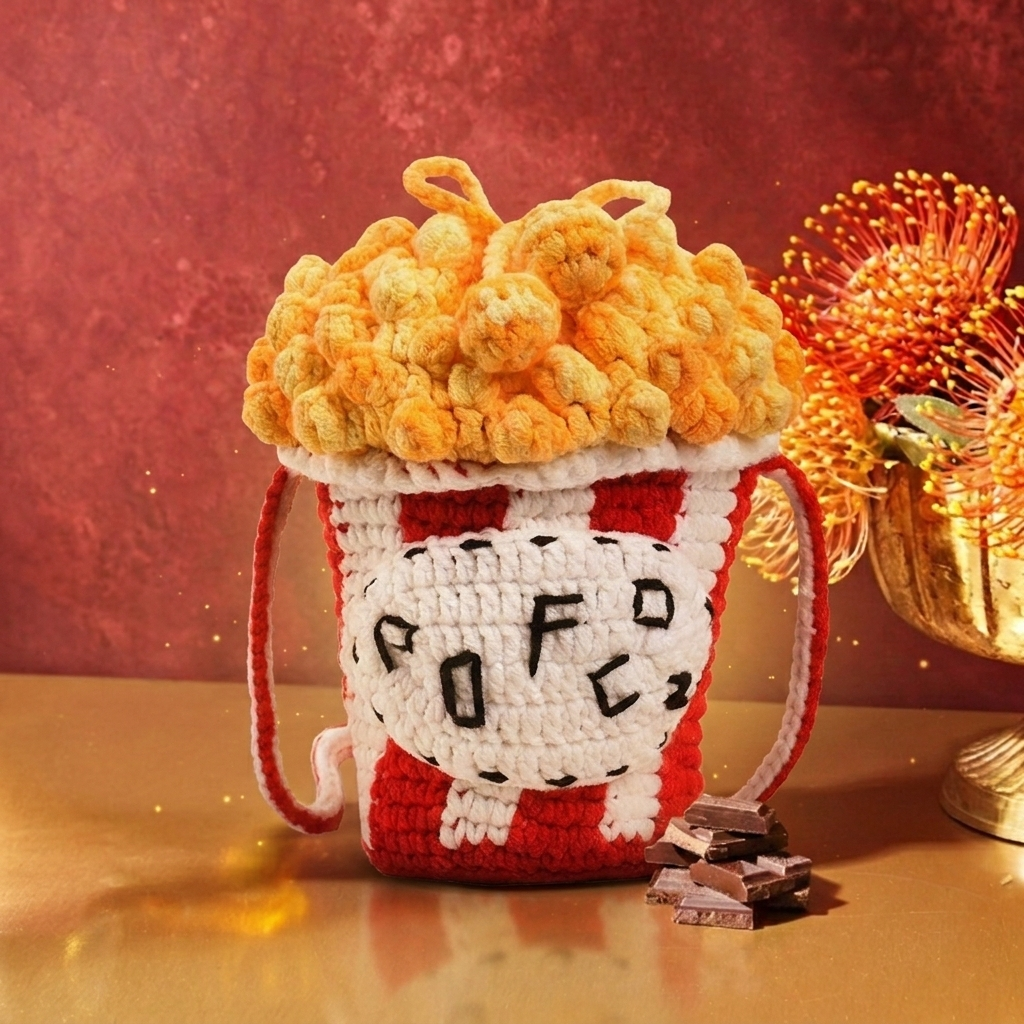 CP0003.Handmade Popcorn Stitch Crochet Bag, Knitted Crossbody Shoulder Purse for Women
