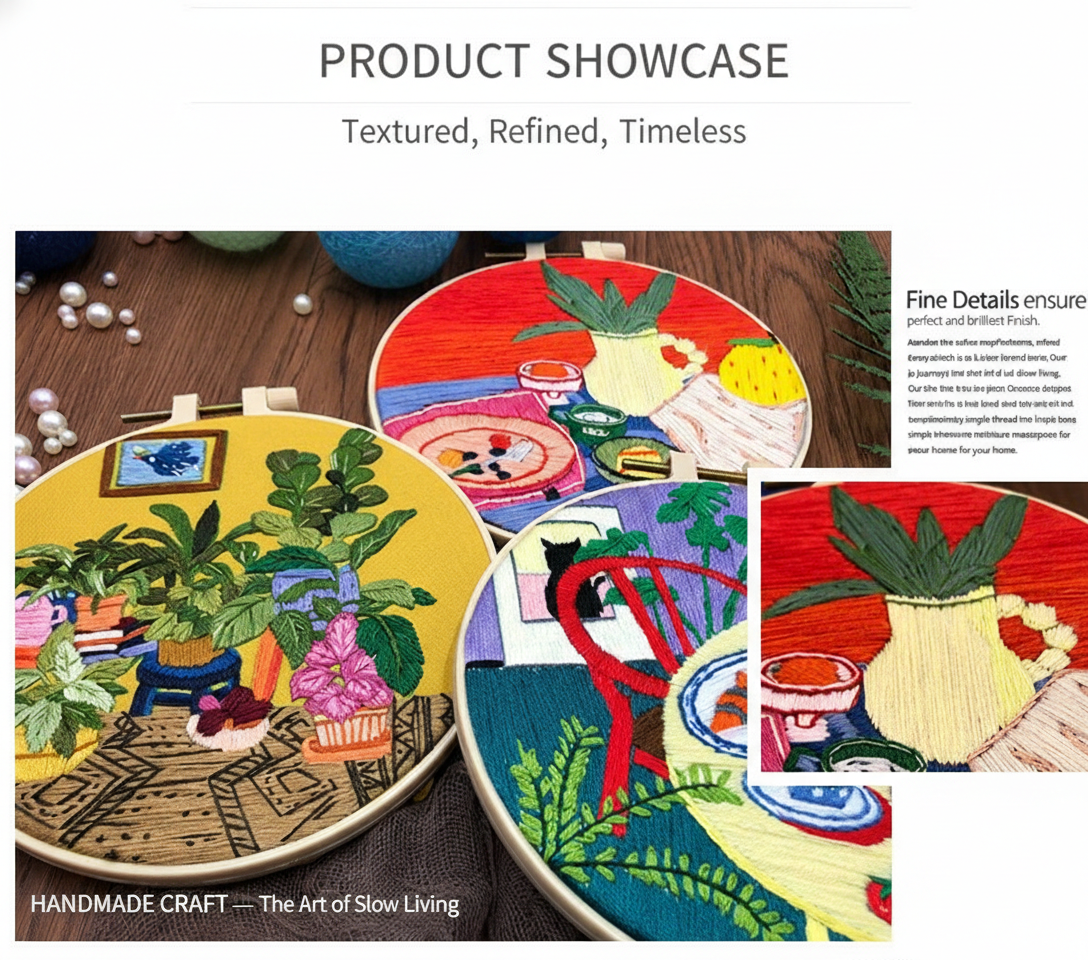 CLB0004. DIY Home Embroidery Craft Kit – Complete Hand Embroidery Materials(unfinished item)